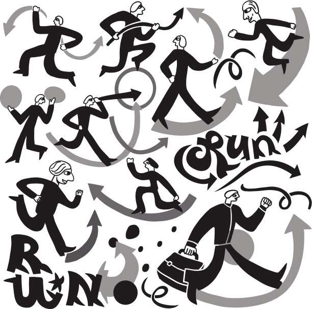 奔跑的人与箭头-卡通设置图片下载