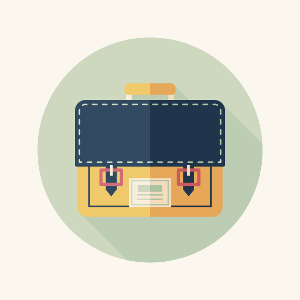 公文包，书包，扁平图标与长影子，eps10图片下载