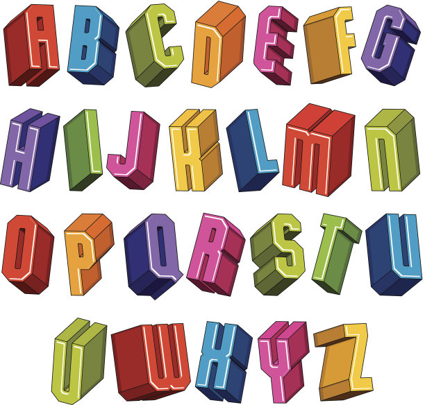 3d字体，矢量粗体和重字母，几何3d大写图片下载