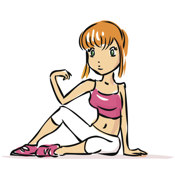 这个年轻女孩喜欢运动。运动员坐在图片下载