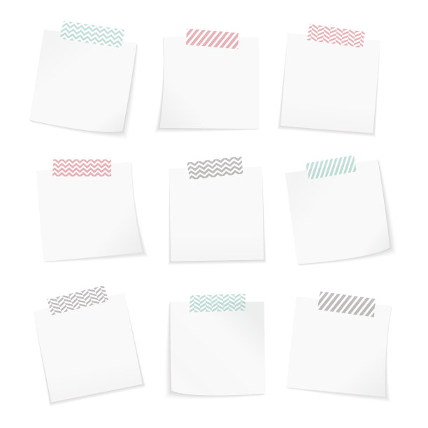 纸制便条和washi胶带图片下载