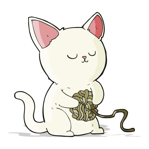 卡通猫玩球的纱线图片下载
