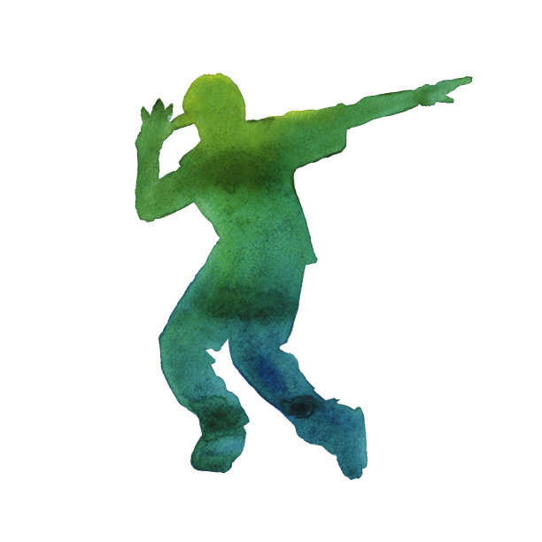 嘻哈舞者。绝缘。水彩。图片下载