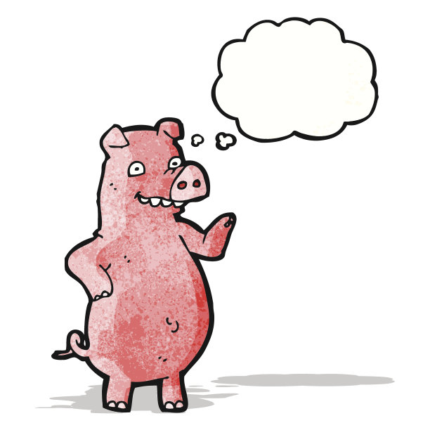 卡通猪与思想泡泡图片下载