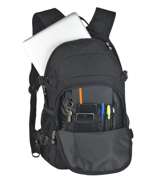 背包文具孤立在白色的背景图片下载