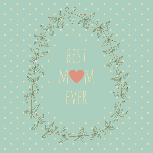 带月桂花环的母亲节贺卡图片下载