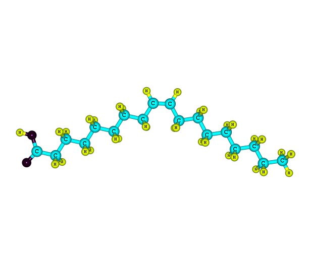白色背景上分离的油酸分子图片下载