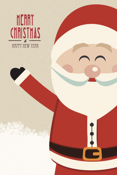 圣诞老人挥手一边复古的冬天背景图片下载