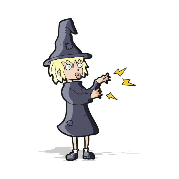 卡通女巫施法图片下载