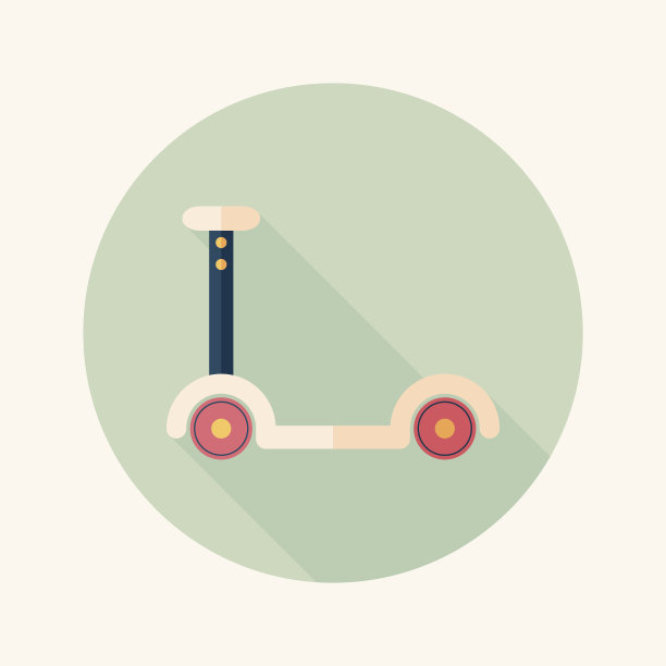 滑板车平面图标与长影子图片下载