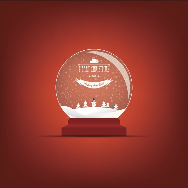 圣诞飘雪玻璃球贺卡EPS10矢量素材图片下载