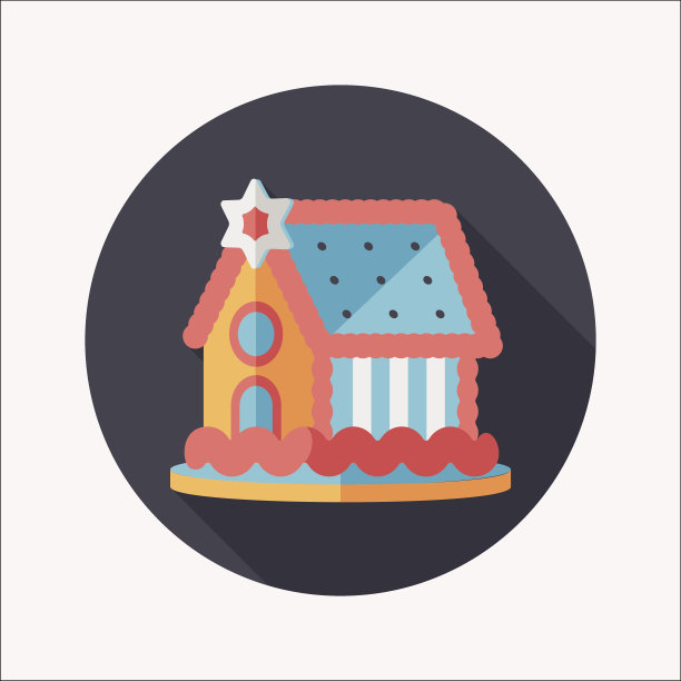 姜饼屋的图标与长影子，eps10图片下载