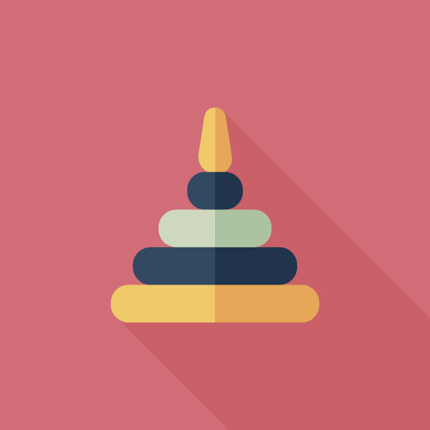 金字塔玩具平面图标与长影子，eps10图片下载