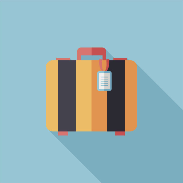 复古的旅行箱，扁平的图标与长影子图片下载