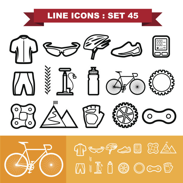 自行车线图标设置45图片下载