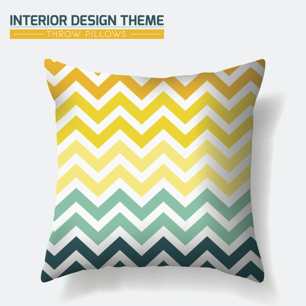 装饰欢快之字形扔枕设计模板图片下载
