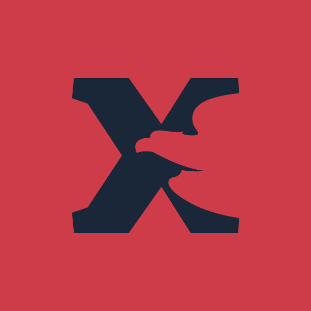 X字母图标与雄鹰负空间图片下载