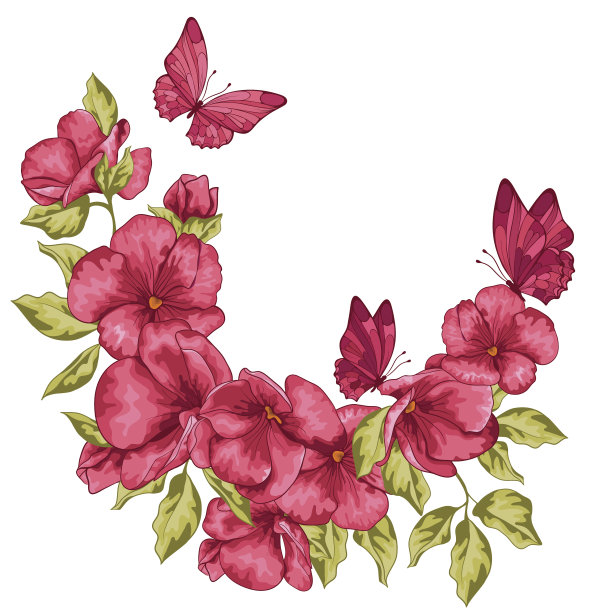 花朵和蝴蝶。图片下载