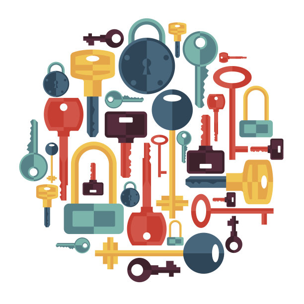 背景设计与锁和钥匙图标。图片下载