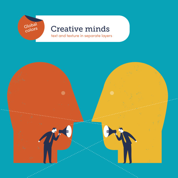 带着扩音器和脑袋的商人图片下载