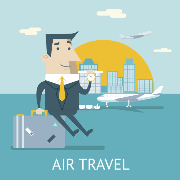 快乐卡通商人角色旅行生活方式度假计划概念图片下载