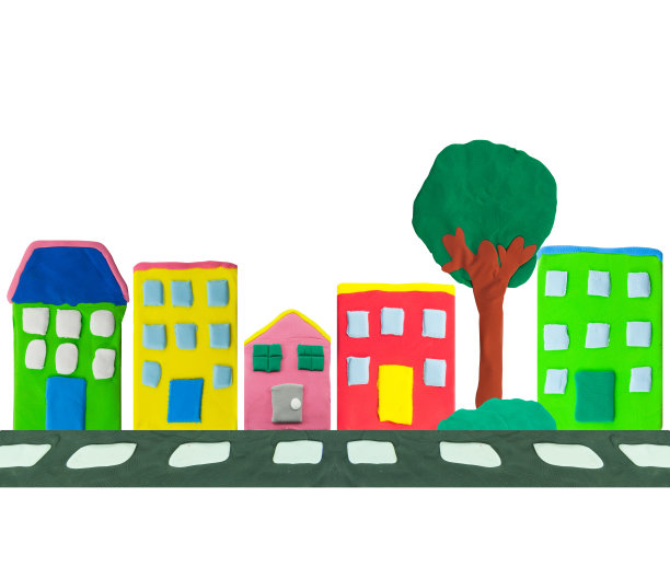 由橡皮泥制成的城镇建筑图片下载