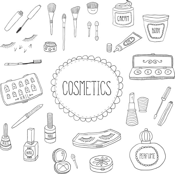 美容化妆品涂鸦图标图片下载