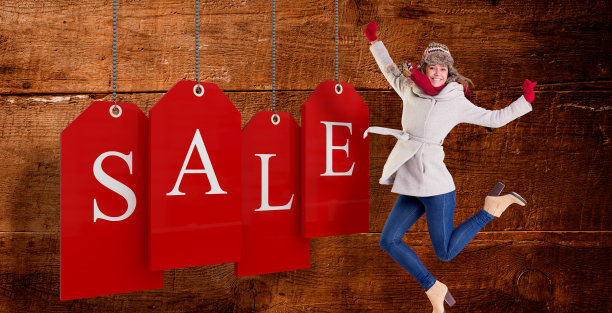 合成图像幸福的金发碧眼在冬天的衣服摆姿势图片下载