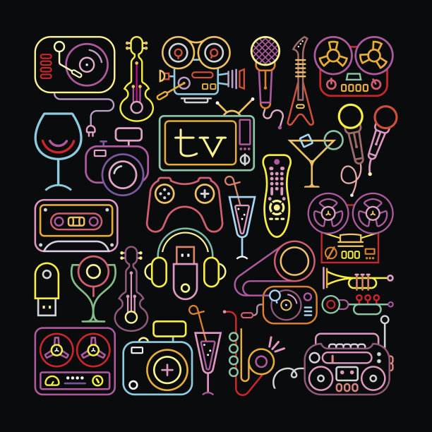 霓虹色彩娱乐图标图片下载