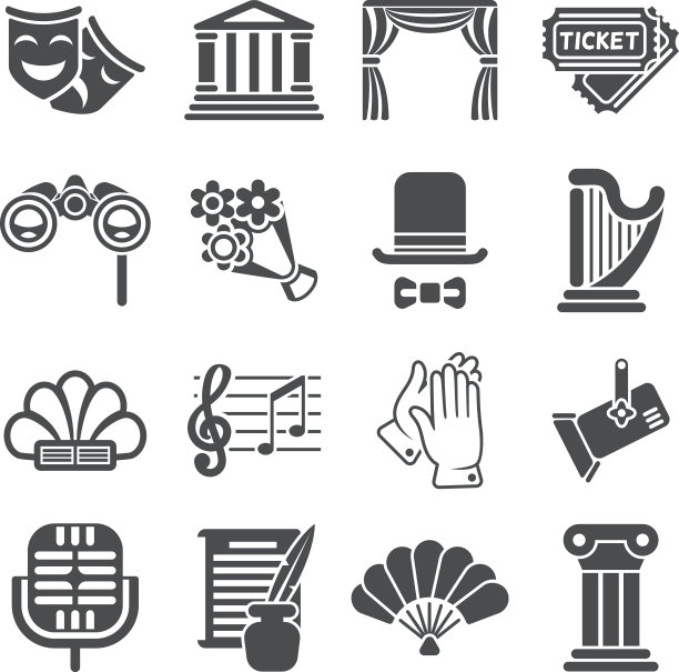 剧院表演矢量黑色图标图片下载