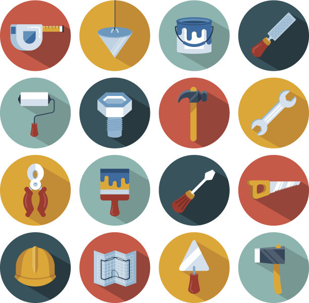 一组向量构建工具图标图片下载