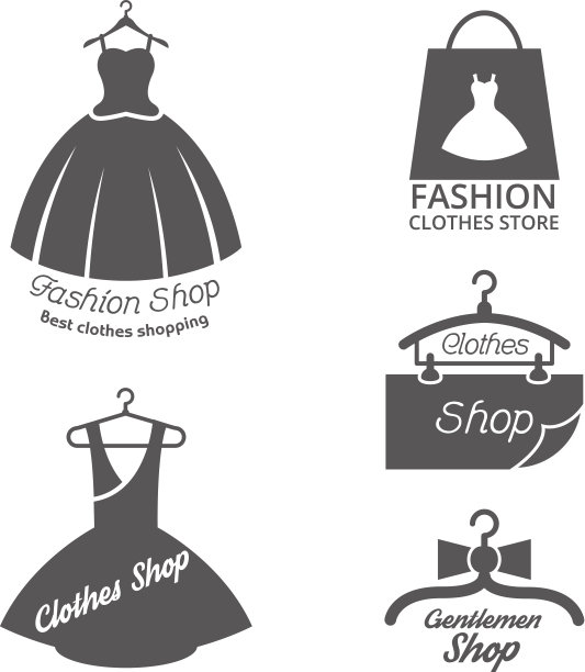 时尚店矢量标志，标签集图片下载