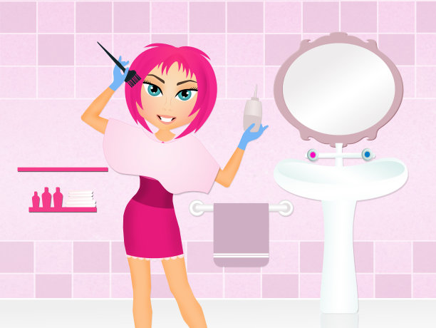 女人把头发染成紫色图片下载