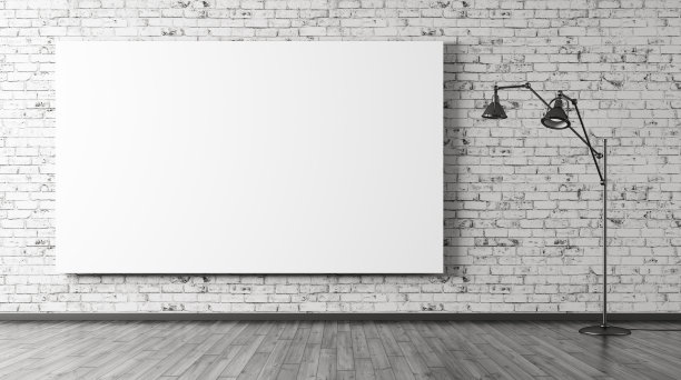 落地灯和大海报室内背景3d渲染图片下载