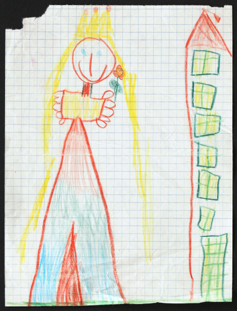 公主。孩子的画。图片下载