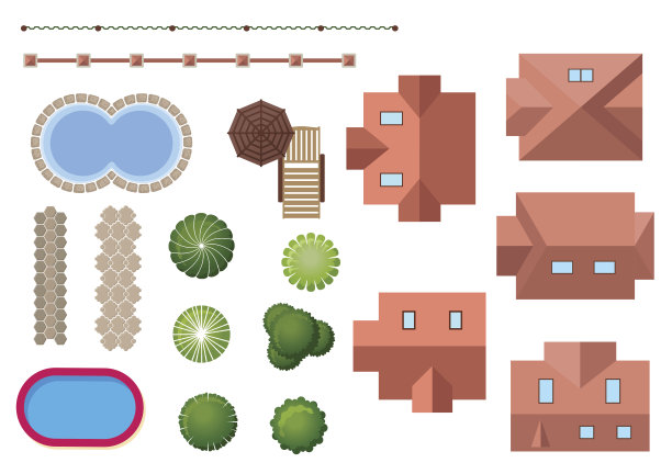 住宅、景观和物业元素素材图片