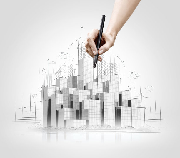 手绘城市场景。图片下载