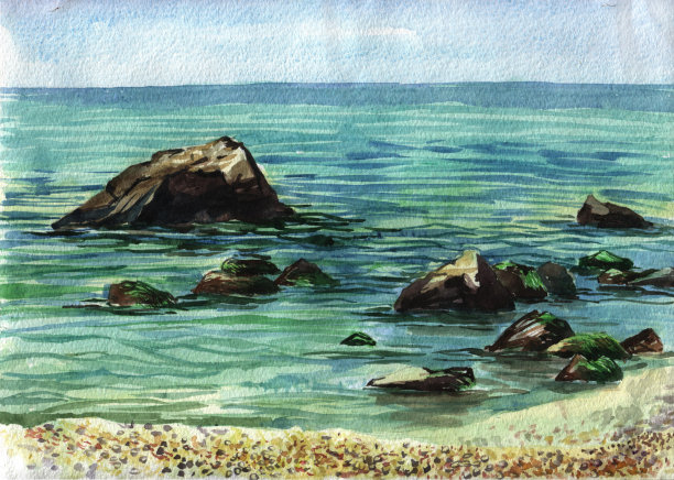 海上的石头图片下载