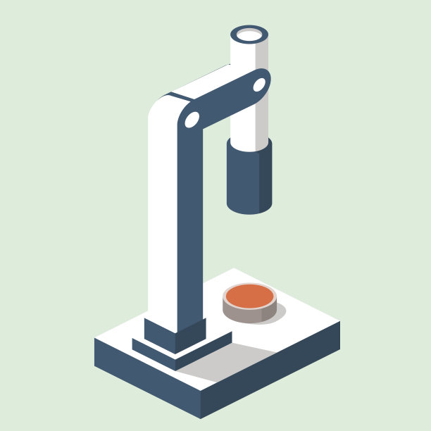 用于更详细研究的显微镜。向量等距插图图片下载