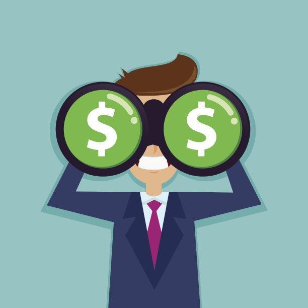 商人寻找美元符号与双筒望远镜图片下载