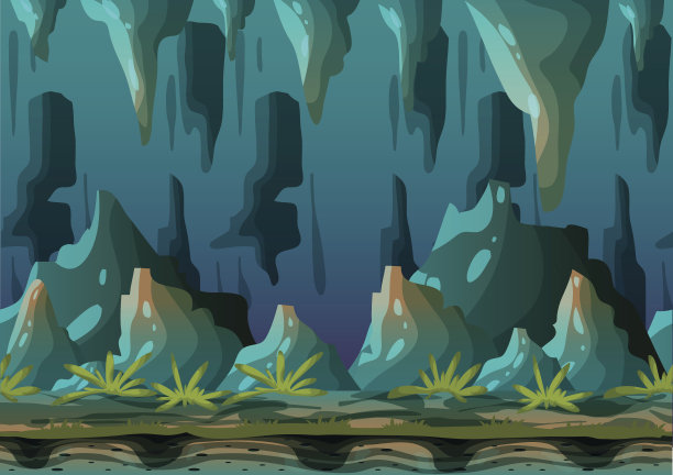 卡通矢量洞穴景观与分离的层图片下载