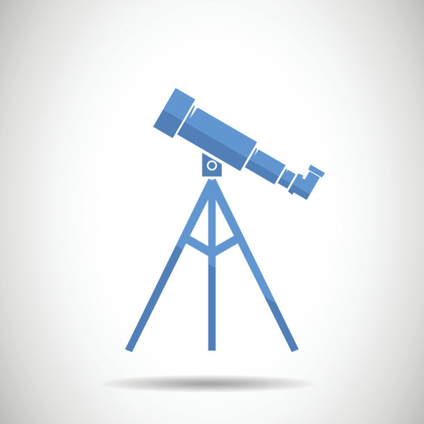 望远镜平面设计。望远镜图标红色复古矢量图片下载