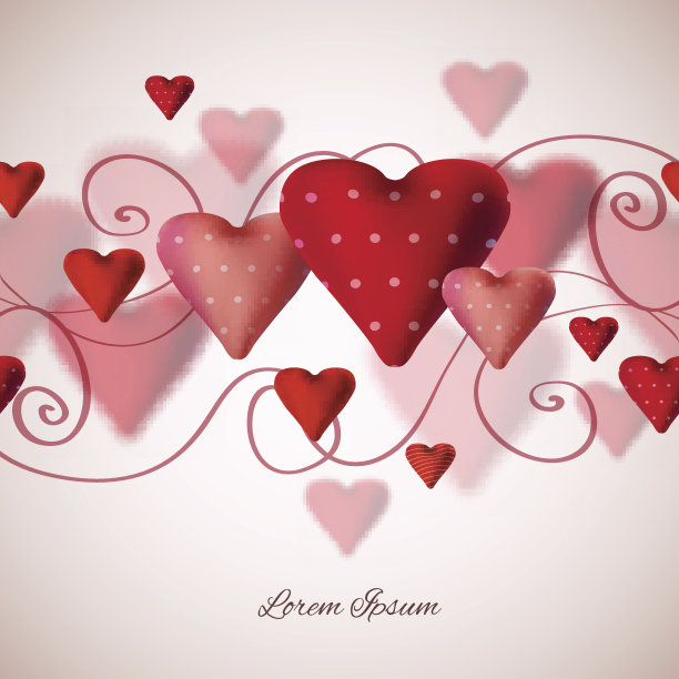 红纺织的心。情人节卡片的设计。图片下载