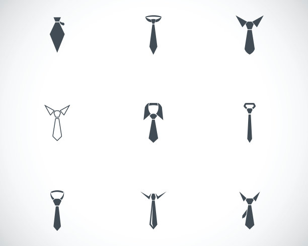 向量黑色领带图标设置图片下载