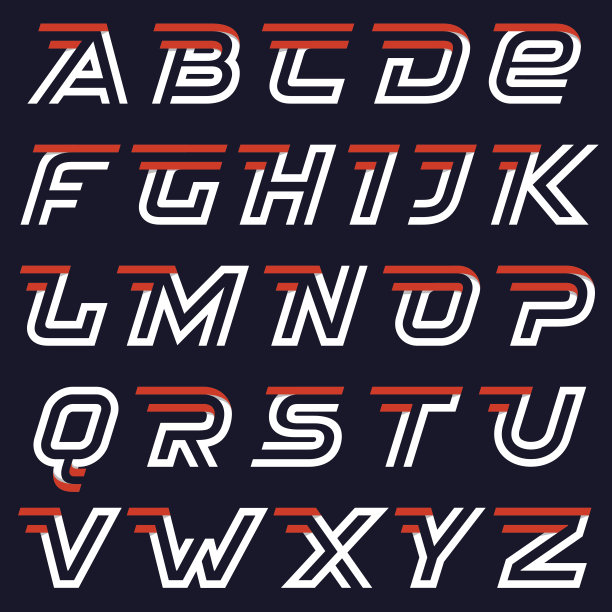 快速字母在黑色。两行字母。素材图片
