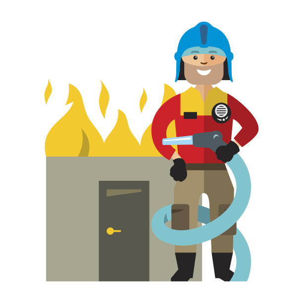 矢量消防员扁平风格彩色卡通插画图片下载