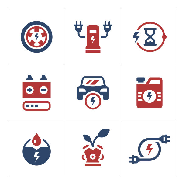 设置电动汽车的彩色图标图片下载