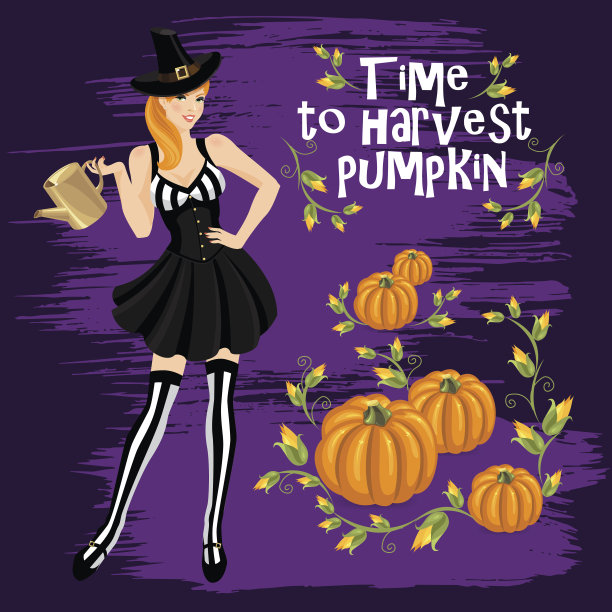 穿着女巫服装的红发女孩图片下载