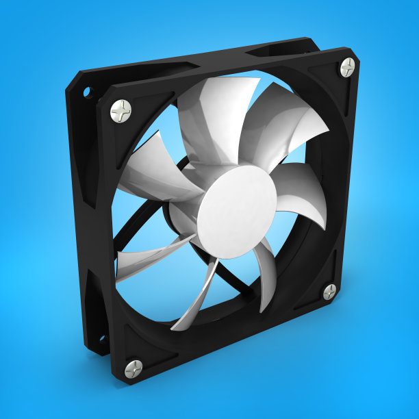 计算机冷却隔离蓝色梯度背景3d渲染图片下载