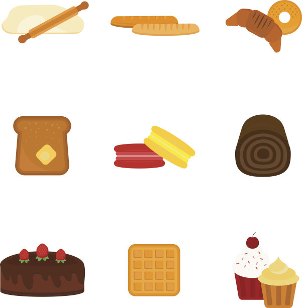 矢量新鲜烘焙面包产品图标图片下载